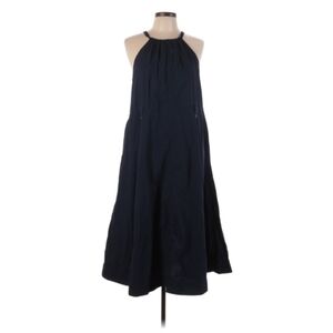Banana Republic Navy calf-length dress Solid color sleeveless belted